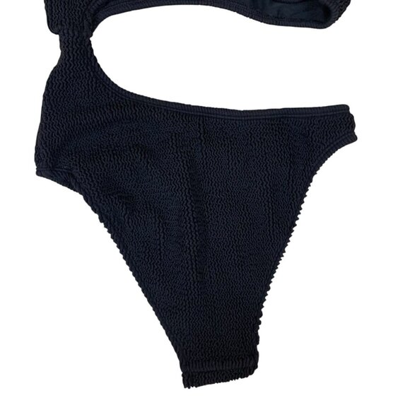 Strawberry Milk Mob Black One Shoulder Cutout Swimsuit XS Textured Ring Detail - Picture 6 of 7